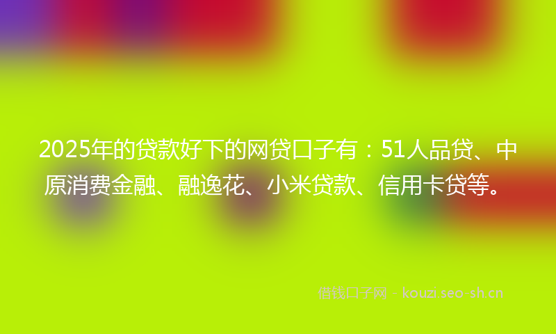 2025年的贷款好下的网贷口子有：51人品贷、中原消费金融、融逸花、小米贷款、信用卡贷等。