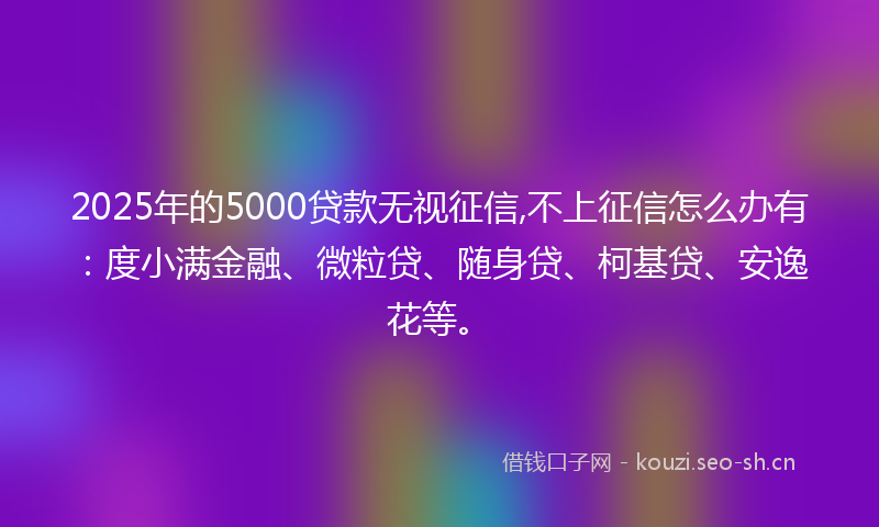 2025年的5000贷款无视征信,不上征信怎么办有：度小满金融、微粒贷、随身贷、柯基贷、安逸花等。