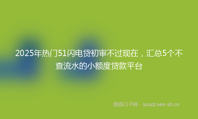 2025年热门51闪电贷初审不过现在，汇总5个不查流水的小额度贷款平台