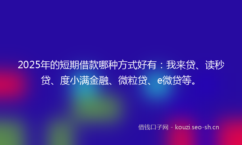 2025年的短期借款哪种方式好有：我来贷、读秒贷、度小满金融、微粒贷、e微贷等。