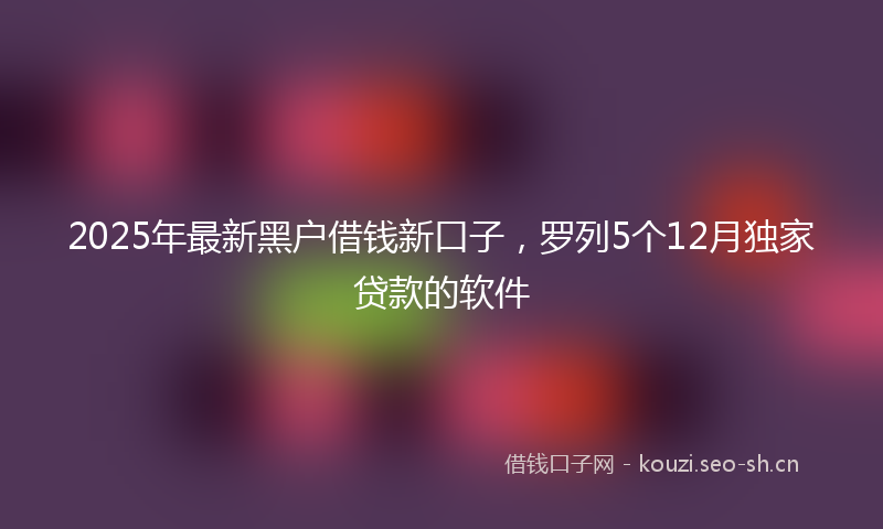 2025年最新黑户借钱新口子，罗列5个12月独家贷款的软件