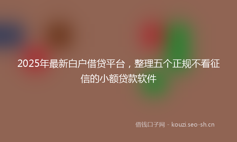 2025年最新白户借贷平台，整理五个正规不看征信的小额贷款软件