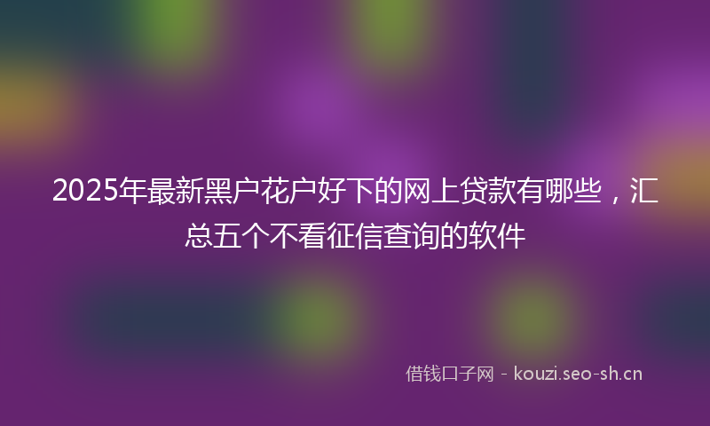 2025年最新黑户花户好下的网上贷款有哪些，汇总五个不看征信查询的软件
