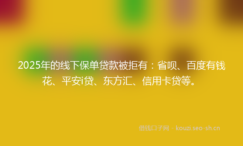 2025年的线下保单贷款被拒有：省呗、百度有钱花、平安i贷、东方汇、信用卡贷等。