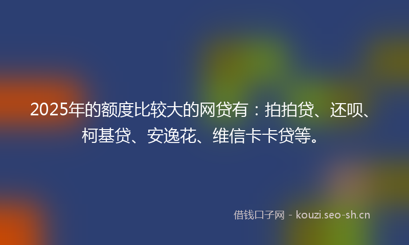 2025年的额度比较大的网贷有：拍拍贷、还呗、柯基贷、安逸花、维信卡卡贷等。