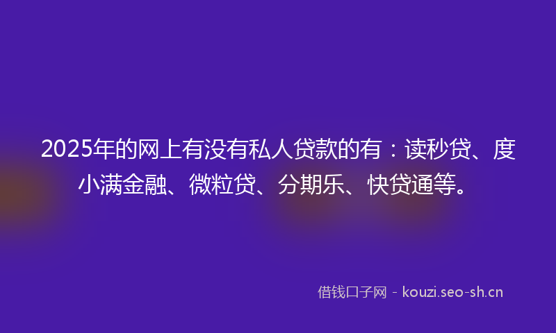 2025年的网上有没有私人贷款的有：读秒贷、度小满金融、微粒贷、分期乐、快贷通等。