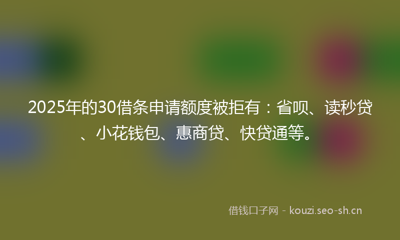 2025年的30借条申请额度被拒有：省呗、读秒贷、小花钱包、惠商贷、快贷通等。