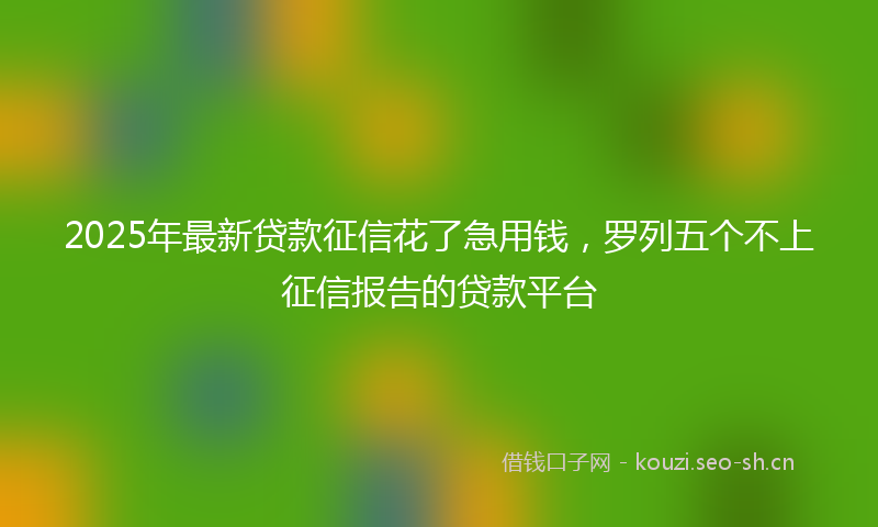 2025年最新贷款征信花了急用钱，罗列五个不上征信报告的贷款平台