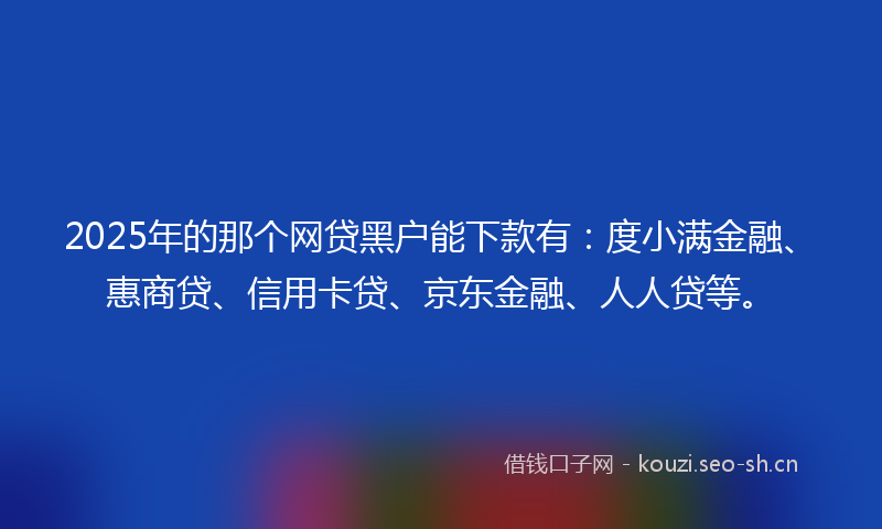 2025年的那个网贷黑户能下款有：度小满金融、惠商贷、信用卡贷、京东金融、人人贷等。