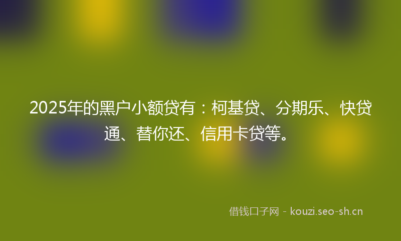 2025年的黑户小额贷有：柯基贷、分期乐、快贷通、替你还、信用卡贷等。