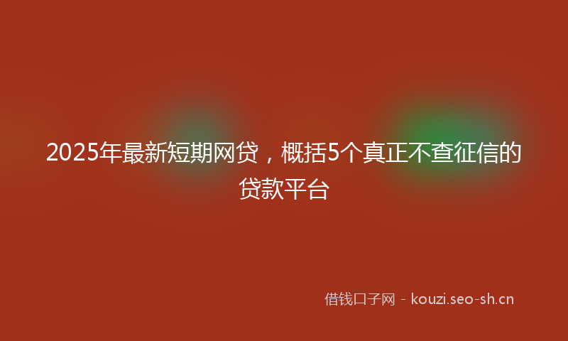 2025年最新短期网贷，概括5个真正不查征信的贷款平台