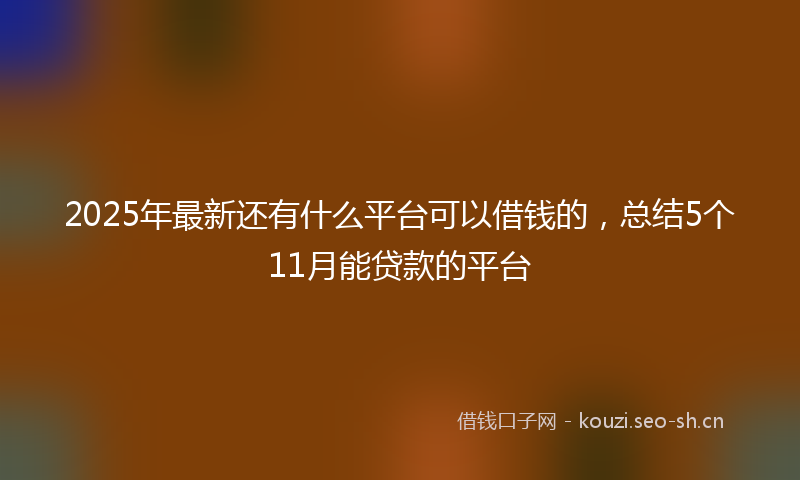 2025年最新还有什么平台可以借钱的，总结5个11月能贷款的平台