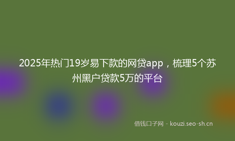 2025年热门19岁易下款的网贷app，梳理5个苏州黑户贷款5万的平台