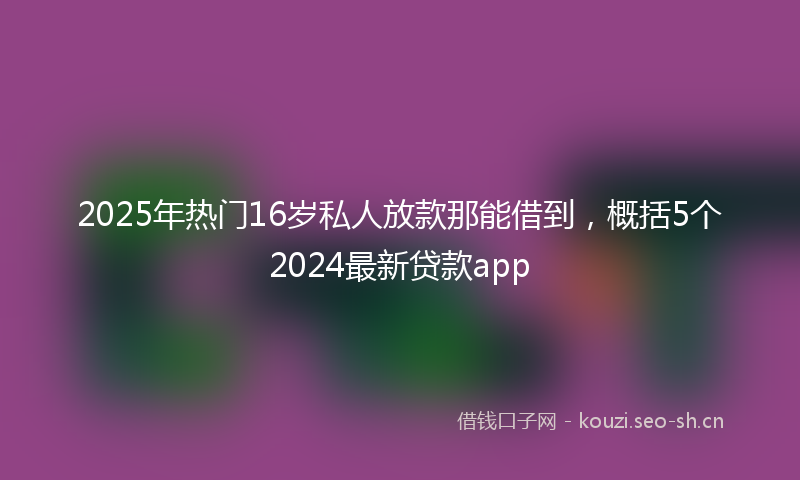 2025年热门16岁私人放款那能借到，概括5个2024最新贷款app