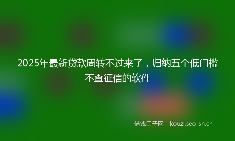 2025年最新贷款周转不过来了，归纳五个低门槛不查征信的软件