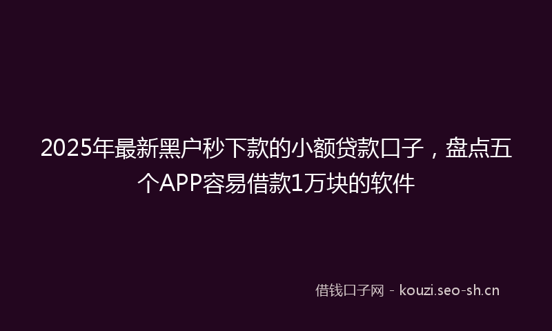 2025年最新黑户秒下款的小额贷款口子，盘点五个APP容易借款1万块的软件