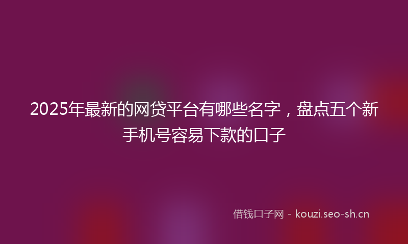 2025年最新的网贷平台有哪些名字，盘点五个新手机号容易下款的口子
