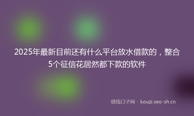 2025年最新目前还有什么平台放水借款的，整合5个征信花居然都下款的软件