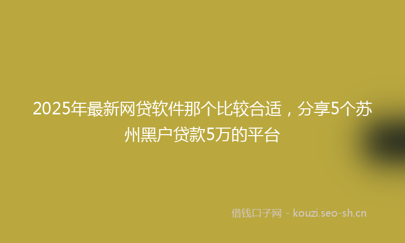 2025年最新网贷软件那个比较合适，分享5个苏州黑户贷款5万的平台