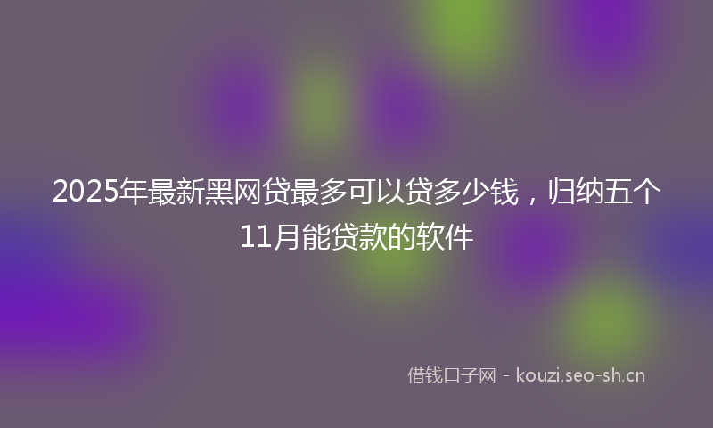 2025年最新黑网贷最多可以贷多少钱，归纳五个11月能贷款的软件