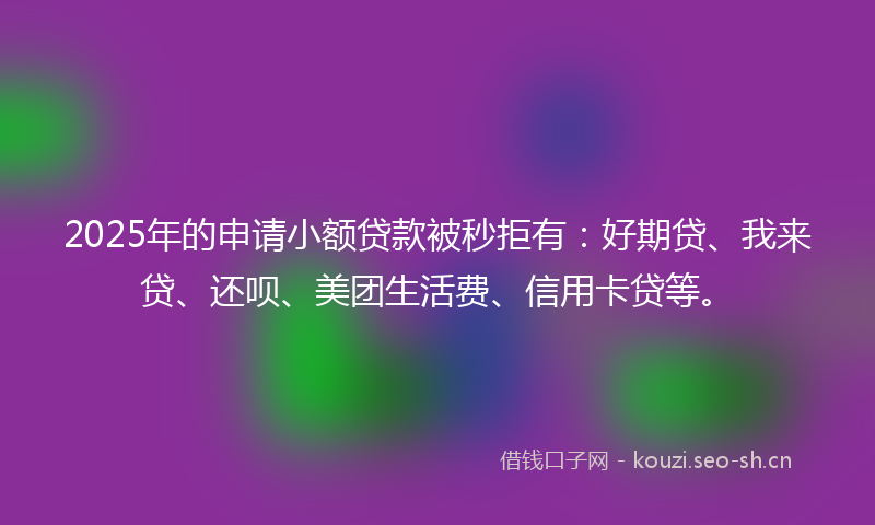 2025年的申请小额贷款被秒拒有：好期贷、我来贷、还呗、美团生活费、信用卡贷等。