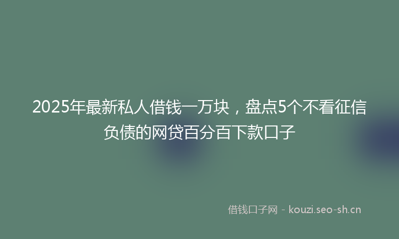 2025年最新私人借钱一万块，盘点5个不看征信负债的网贷百分百下款口子