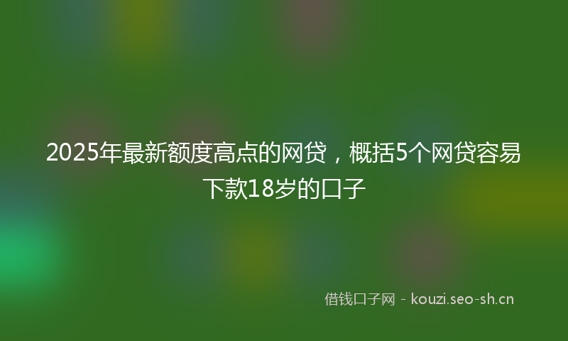 2025年最新额度高点的网贷，概括5个网贷容易下款18岁的口子