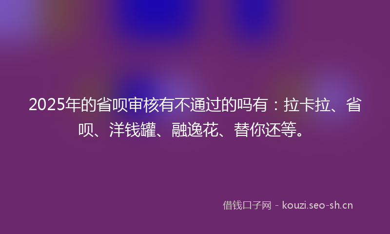 2025年的省呗审核有不通过的吗有：拉卡拉、省呗、洋钱罐、融逸花、替你还等。