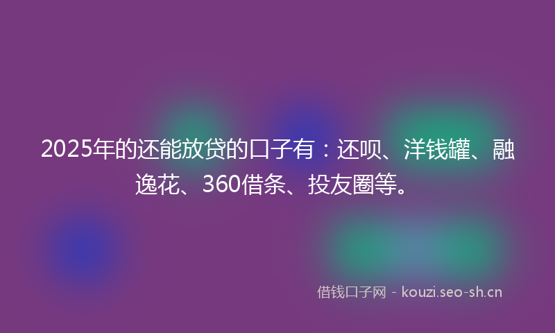 2025年的还能放贷的口子有：还呗、洋钱罐、融逸花、360借条、投友圈等。