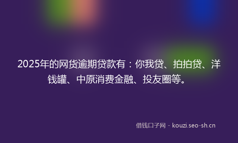 2025年的网货逾期贷款有：你我贷、拍拍贷、洋钱罐、中原消费金融、投友圈等。