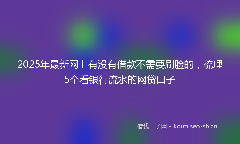 2025年最新网上有没有借款不需要刷脸的，梳理5个看银行流水的网贷口子