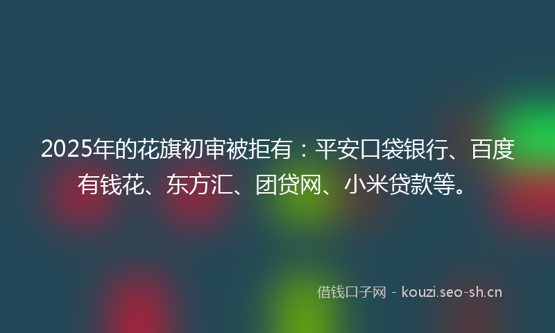 2025年的花旗初审被拒有：平安口袋银行、百度有钱花、东方汇、团贷网、小米贷款等。