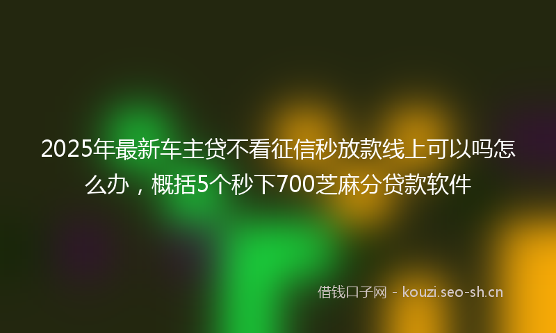 2025年最新车主贷不看征信秒放款线上可以吗怎么办，概括5个秒下700芝麻分贷款软件