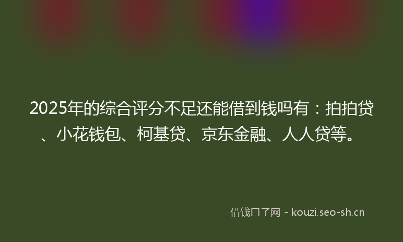 2025年的综合评分不足还能借到钱吗有：拍拍贷、小花钱包、柯基贷、京东金融、人人贷等。