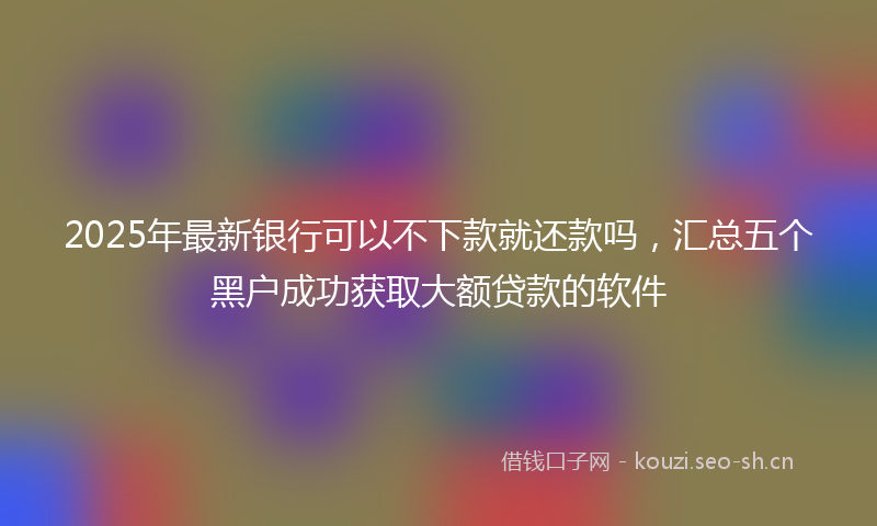 2025年最新银行可以不下款就还款吗，汇总五个黑户成功获取大额贷款的软件
