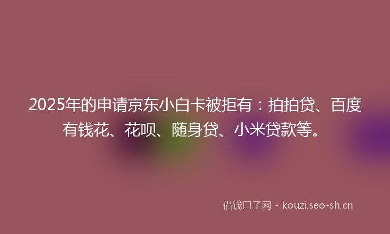 2025年的申请京东小白卡被拒有：拍拍贷、百度有钱花、花呗、随身贷、小米贷款等。