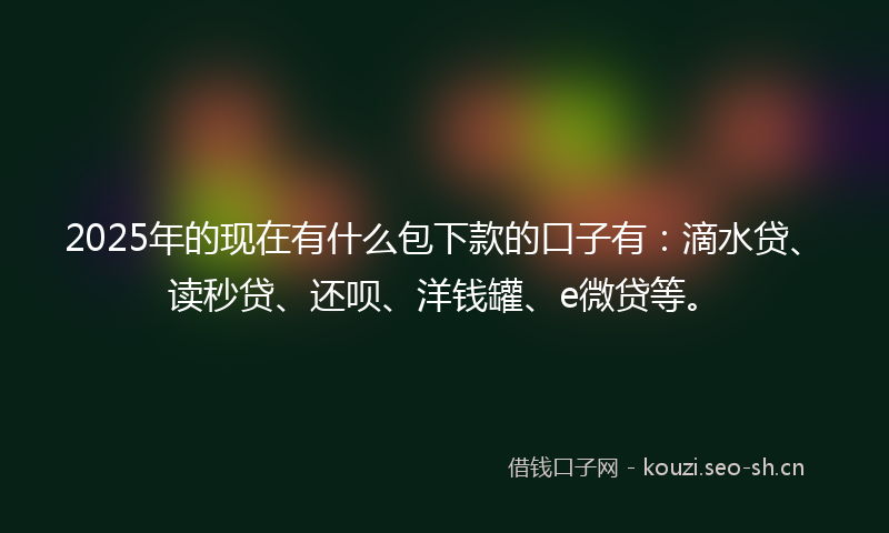 2025年的现在有什么包下款的口子有：滴水贷、读秒贷、还呗、洋钱罐、e微贷等。