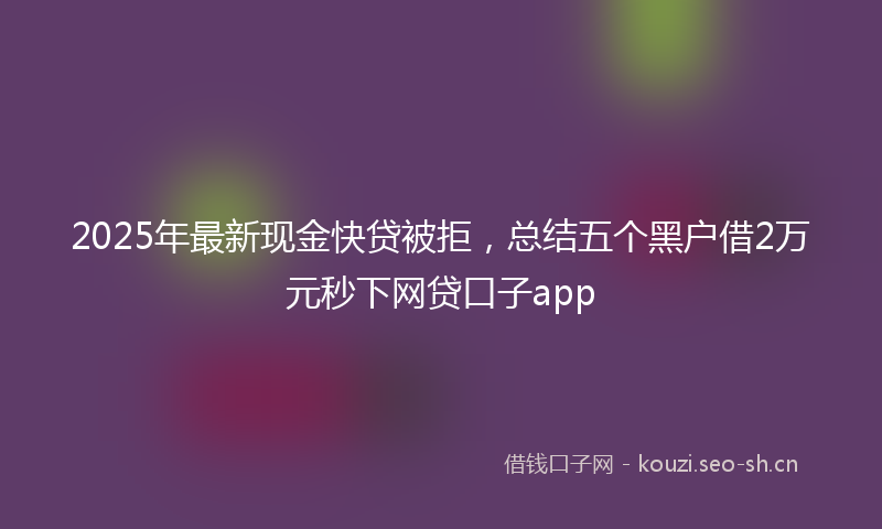 2025年最新现金快贷被拒，总结五个黑户借2万元秒下网贷口子app