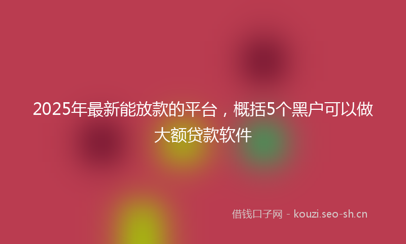2025年最新能放款的平台，概括5个黑户可以做大额贷款软件