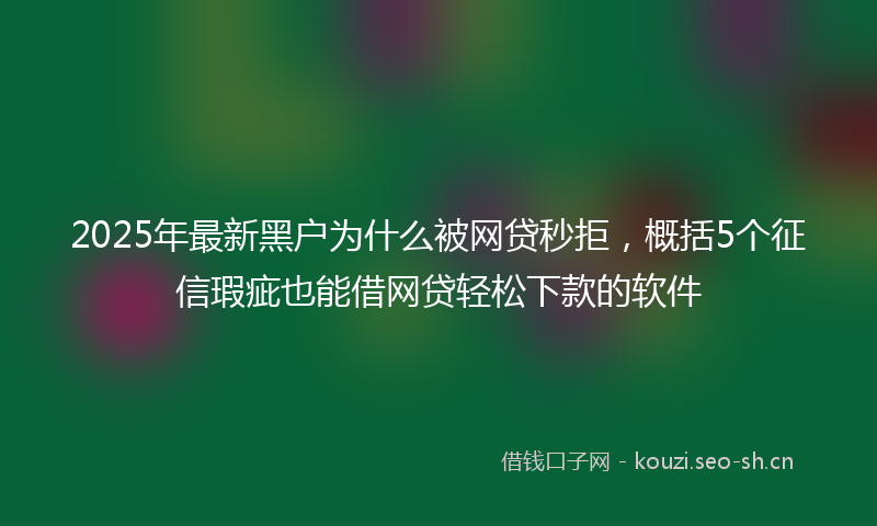 2025年最新黑户为什么被网贷秒拒，概括5个征信瑕疵也能借网贷轻松下款的软件
