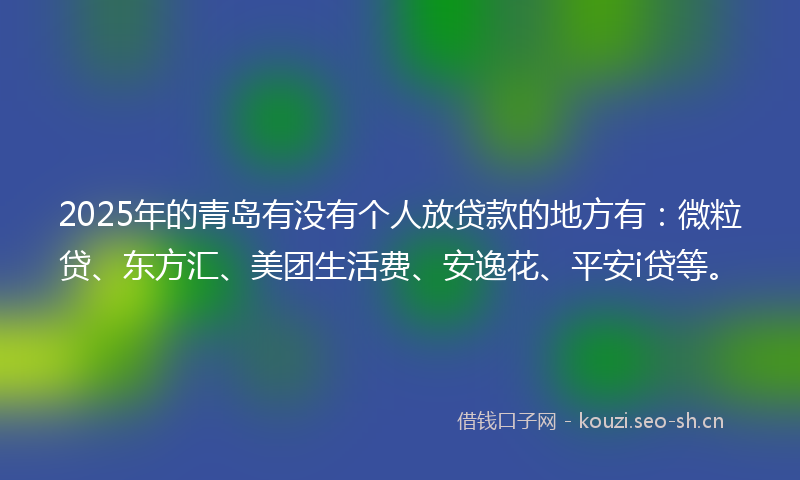 2025年的青岛有没有个人放贷款的地方有：微粒贷、东方汇、美团生活费、安逸花、平安i贷等。