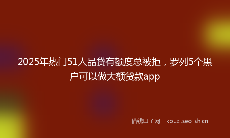 2025年热门51人品贷有额度总被拒，罗列5个黑户可以做大额贷款app