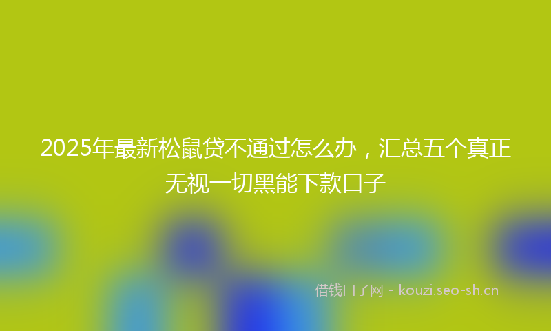 2025年最新松鼠贷不通过怎么办，汇总五个真正无视一切黑能下款口子