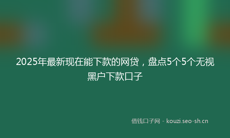 2025年最新现在能下款的网贷，盘点5个5个无视黑户下款口子