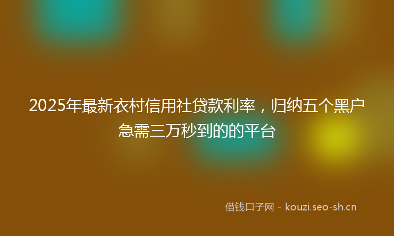 2025年最新衣村信用社贷款利率，归纳五个黑户急需三万秒到的的平台