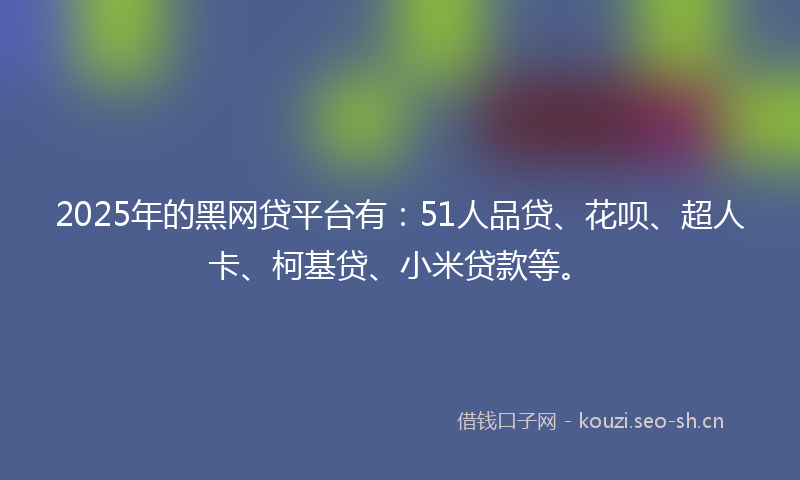 2025年的黑网贷平台有：51人品贷、花呗、超人卡、柯基贷、小米贷款等。