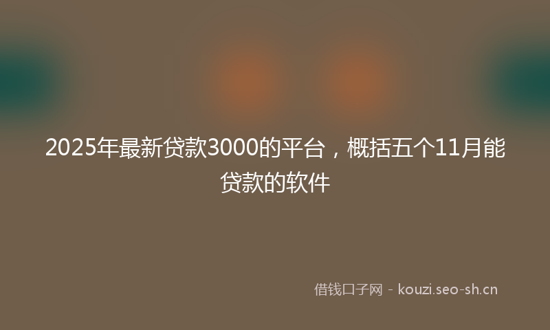 2025年最新贷款3000的平台，概括五个11月能贷款的软件