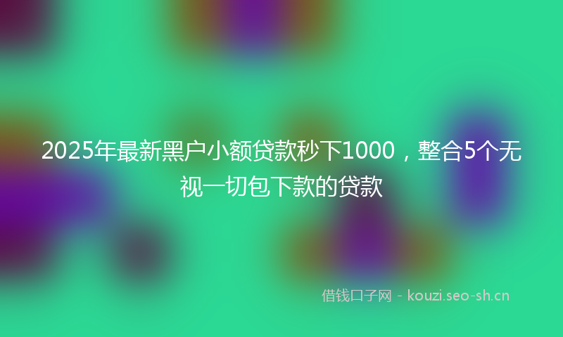 2025年最新黑户小额贷款秒下1000，整合5个无视一切包下款的贷款
