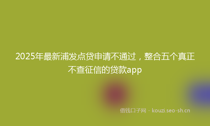 2025年最新浦发点贷申请不通过，整合五个真正不查征信的贷款app