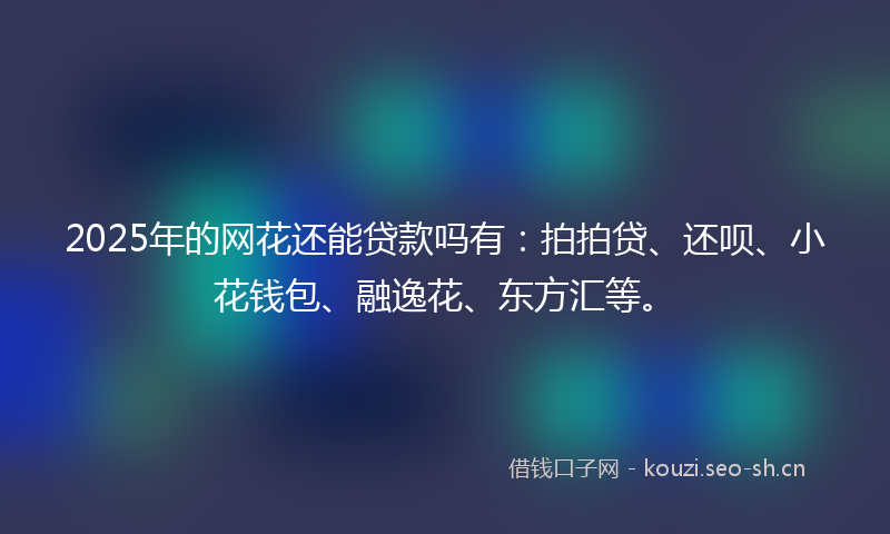 2025年的网花还能贷款吗有：拍拍贷、还呗、小花钱包、融逸花、东方汇等。